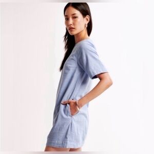 Abercrombie & Fitch Pale Blue Linen-Blend Round Neck Mini Dress Size Large
